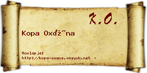Kopa Oxána névjegykártya